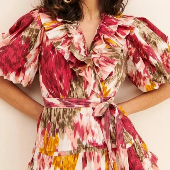 Anthropologie Love the Label Ruffled Wrap Mini Dress - Picture 4 of 8